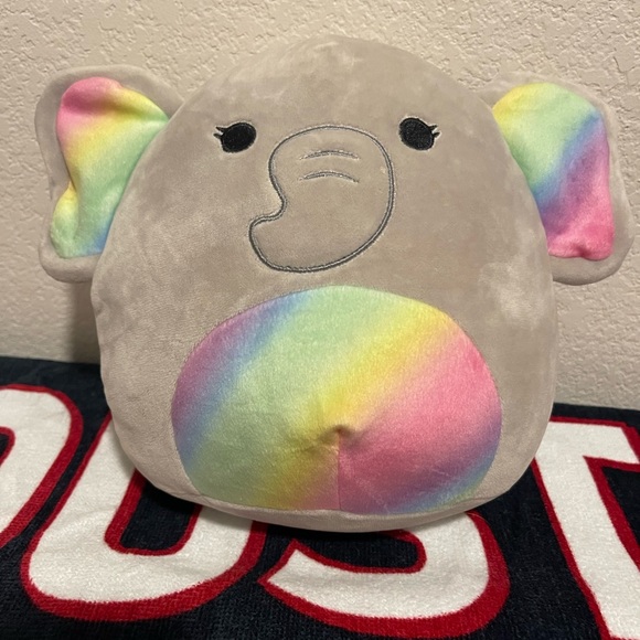 8” Mila Squishmallow Elephant with Rainbow Ears and Belly. - Picture 5 of 13